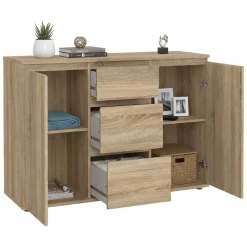 Credenza quercia 119x40x83h cm 2 ante e 3 cassetti - Zumpano