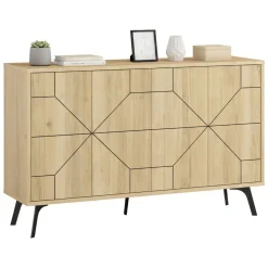 Madie|Credenze > Dmora Credenza quercia 123x35x62h cm 4 ante - Earl Marrone Quercia