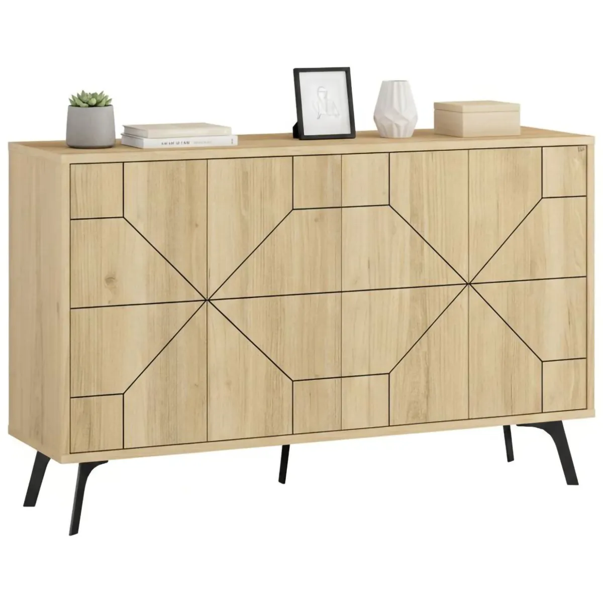Madie|Credenze > Dmora Credenza quercia 123x35x62h cm 4 ante - Earl Marrone Quercia