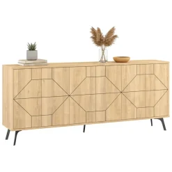 Madie|Credenze > Dmora Credenza quercia 184x35x77h cm 4 ante - Earl Marrone Quercia