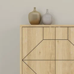 Madie|Credenze > Dmora Credenza quercia 184x35x77h cm 4 ante - Earl Marrone Quercia