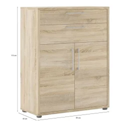 Madie|Credenze > Dmora Credenza quercia 89x40x113h cm 2 ante e 2 cassetti - Agra Marrone Quercia