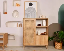 Cucina|Madie > Dmora Credenza quercia 90x40x110h cm 2 ante - Sfalerite Marrone Quercia