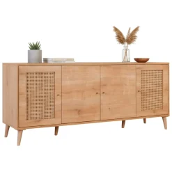 Madie|Credenze > Dmora Credenza quercia 180x41x81h cm 4 ante - Tarawa Marrone Quercia