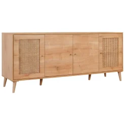 Madie|Credenze > Dmora Credenza quercia 180x41x81h cm 4 ante - Tarawa Marrone Quercia