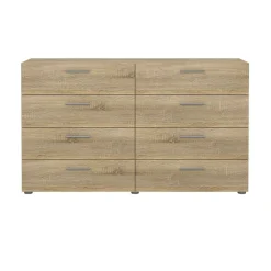 Madie|Credenze > Dmora Credenza quercia 140x40x81h cm 8 cassetti - Phethai Marrone Quercia