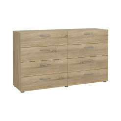 Madie|Credenze > Dmora Credenza quercia 140x40x81h cm 8 cassetti - Phethai Marrone Quercia