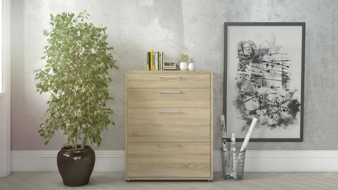 Credenza quercia 89x40x113h cm 4 cassetti - Anghiari