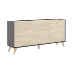 Credenza rovere e antracite 155x43x75h cm 3 ante - Afrodite