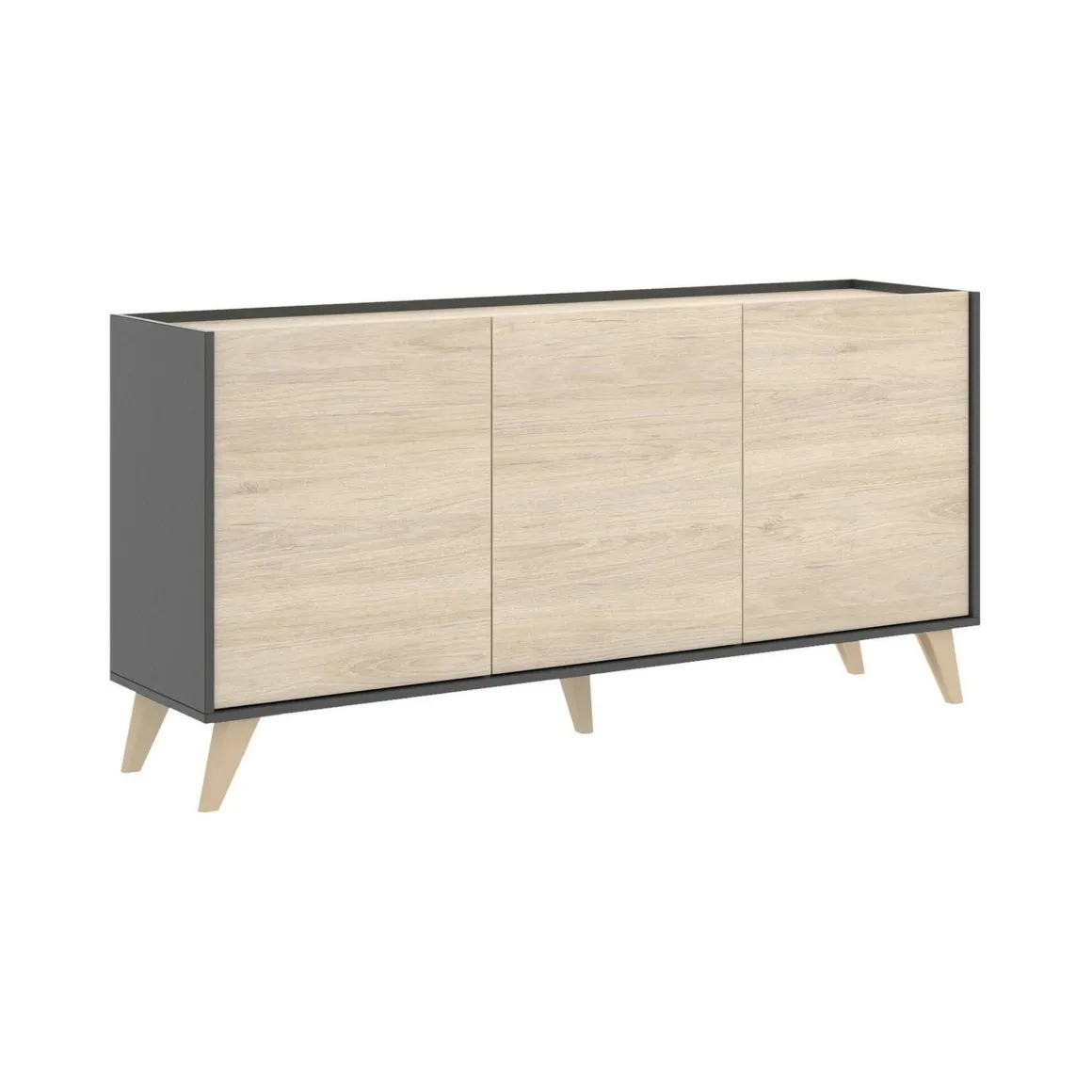 Credenza rovere e antracite 155x43x75h cm 3 ante - Afrodite