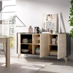 Credenza rovere e antracite 155x43x75h cm 3 ante - Afrodite