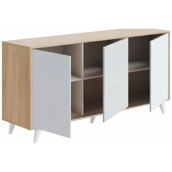 Credenza rovere e bianca moderna 153x39x72h cm 3 ante - Annina