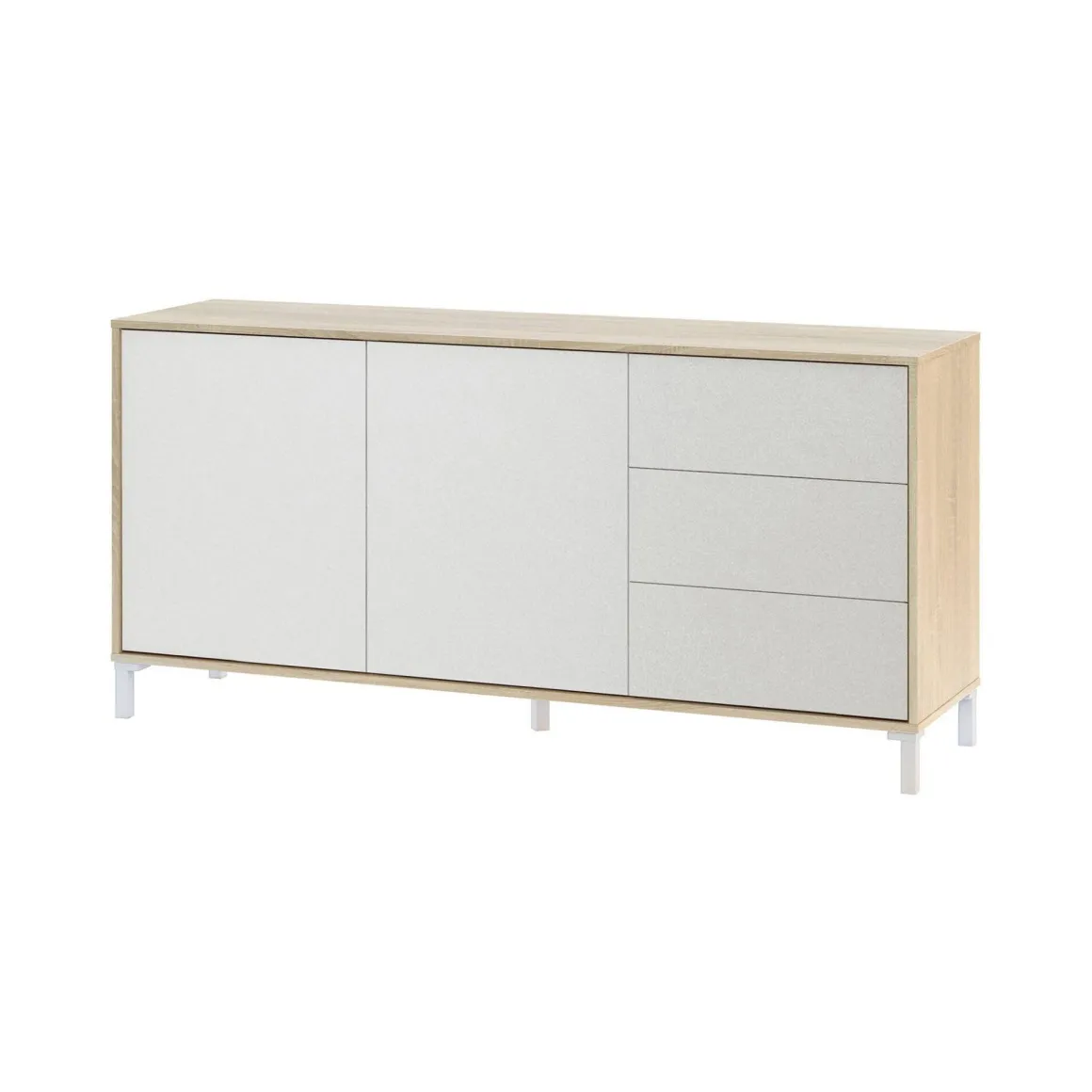 Credenza rovere e bianca 154x41x75h cm 2 ante e 3 cassetti - Ardelia