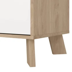 Madie|Credenze > Dmora Credenza rovere e bianca 195x39x73h cm 4 ante e 1 cassetto - Wukong Bianco, Marrone Rovere