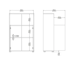 Credenza rovere e bianca 79x34x123h cm 2 ante - Canossa