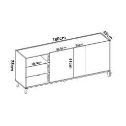 Madie|Credenze > Dmora Credenza rovere e grigia 79x34x123h cm 2 ante - Canossa Grigio, Marrone Rovere