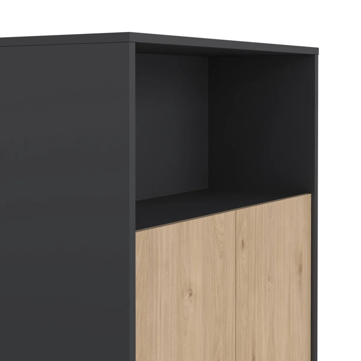Madie|Credenze > Dmora Credenza rovere e grigia 79x34x123h cm 2 ante - Canossa Grigio, Marrone Rovere