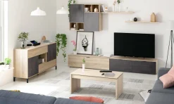 Credenza rovere e ossido 151x41x80h cm 2 ante e 2 cassetti - Abib