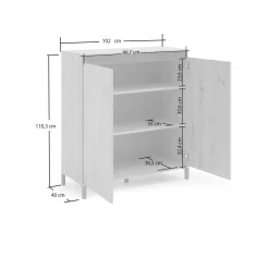 Cucina|Salotto > Dmora Credenza rovere nodi e antracite 132x38x73h cm 3 ante - Adabi Nero Antracite, Marrone Rovere Nodi