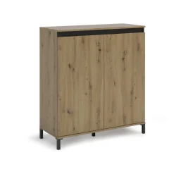 Cucina|Salotto > Dmora Credenza rovere nodi e antracite 132x38x73h cm 3 ante - Adabi Nero Antracite, Marrone Rovere Nodi