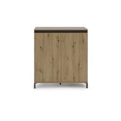 Cucina|Salotto > Dmora Credenza rovere nodi e antracite 132x38x73h cm 3 ante - Adabi Nero Antracite, Marrone Rovere Nodi