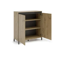 Credenza rovere nodi e antracite 100x40x110h cm 2 ante - Tokyo