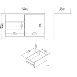 Madie|Credenze > Dmora Credenza rovere 118x50x75h cm 1 anta e 3 cassetti - Bebinca Marrone Rovere