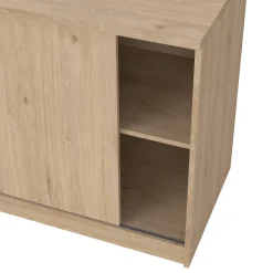 Madie|Credenze > Dmora Credenza rovere 118x50x75h cm 1 anta e 3 cassetti - Bebinca Marrone Rovere