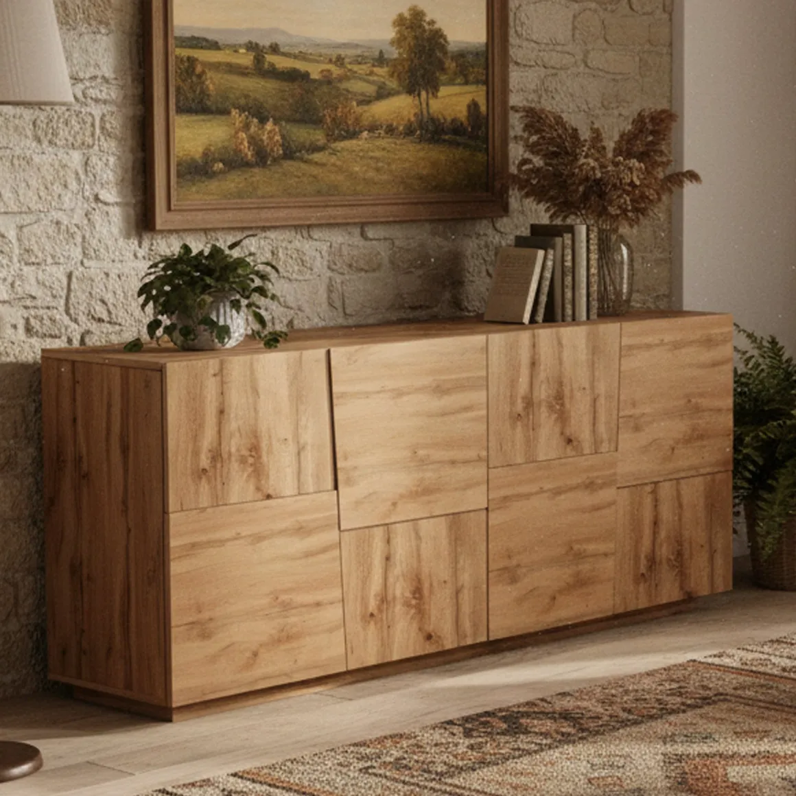 Credenza rovere 200x44x86h cm 4 ante - Arda