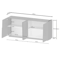 Credenza rovere 200x44x86h cm 4 ante - Arda