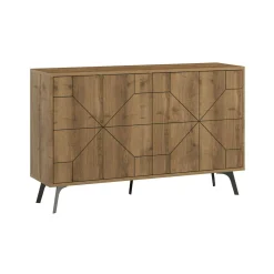 Cucina|Madie > Dmora Credenza rovere 123x35x77h cm 4 ante - Brunale Marrone Rovere