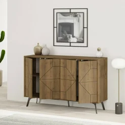 Cucina|Madie > Dmora Credenza rovere 123x35x77h cm 4 ante - Brunale Marrone Rovere