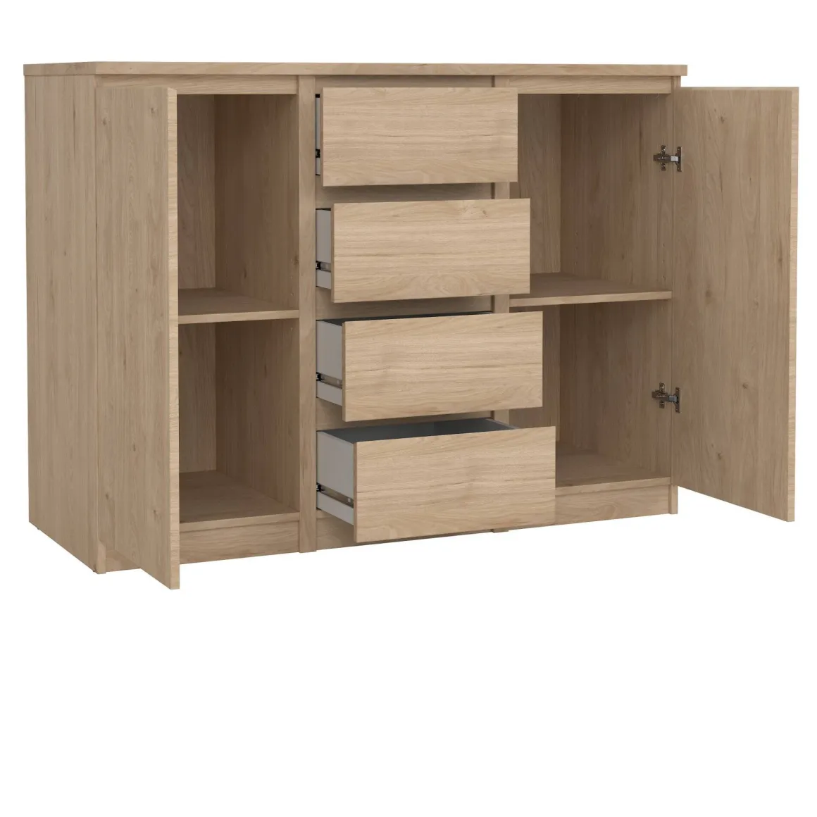 Credenza rovere 120x50x90h cm 2 ante e 4 cassetti - Angelika