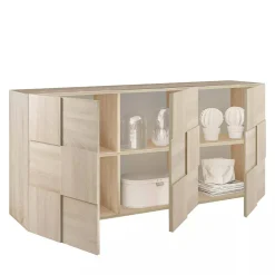 Madie|Credenze > Dmora Credenza rovere 181x43x84h cm 3 ante - Ulysses Marrone Rovere