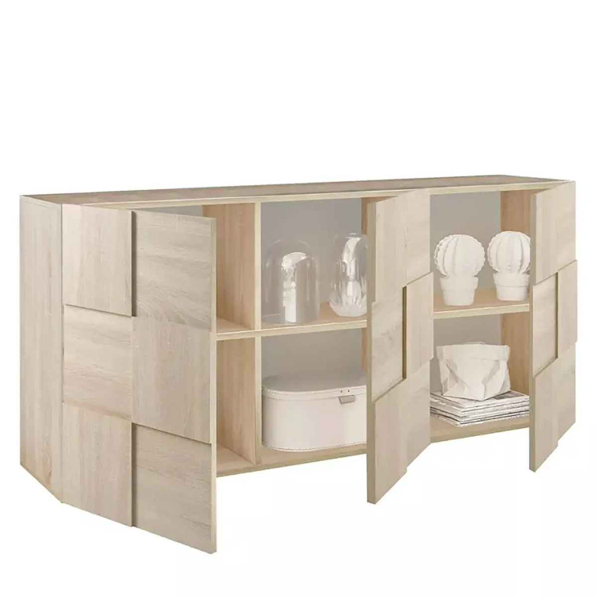 Madie|Credenze > Dmora Credenza rovere 181x43x84h cm 3 ante - Ulysses Marrone Rovere