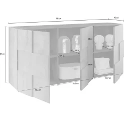 Madie|Credenze > Dmora Credenza rovere 181x43x84h cm 3 ante - Ulysses Marrone Rovere