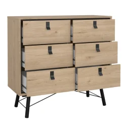 Credenza rovere 101x40x94h cm 6 cassetti - Maka