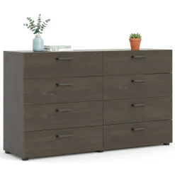 Madie|Credenze > Dmora Credenza rovere 140x40x81h cm 8 cassetti - Acetosella Marrone Noce