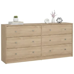 Madie|Credenze > Dmora Credenza rovere 150x40x94h cm 6 cassetti - Anturio Marrone Rovere