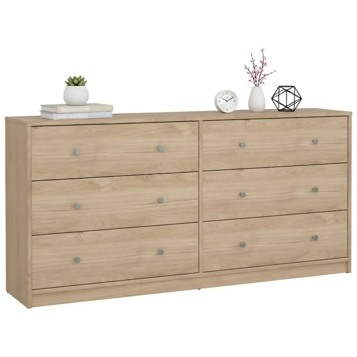 Madie|Credenze > Dmora Credenza rovere 150x40x94h cm 6 cassetti - Anturio Marrone Rovere