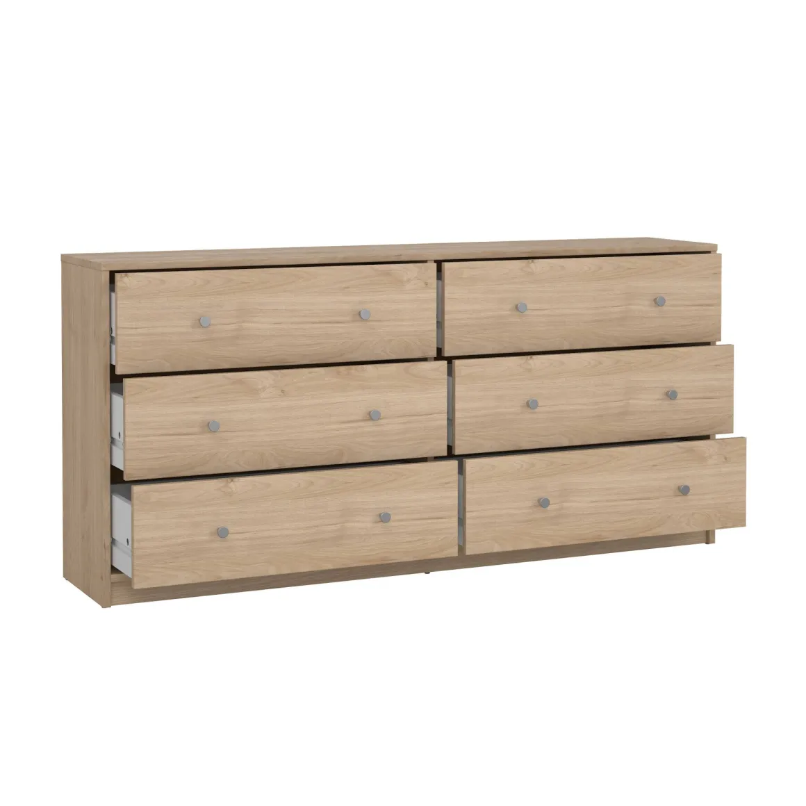 Madie|Credenze > Dmora Credenza rovere 150x40x94h cm 6 cassetti - Anturio Marrone Rovere