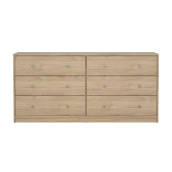 Madie|Credenze > Dmora Credenza rovere 150x40x94h cm 6 cassetti - Anturio Marrone Rovere