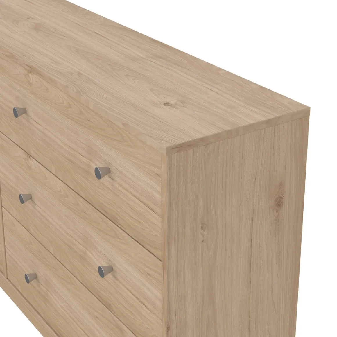 Madie|Credenze > Dmora Credenza rovere 150x40x94h cm 6 cassetti - Anturio Marrone Rovere