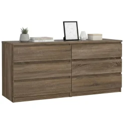 Madie|Credenze > Dmora Credenza rovere 153x50x70h cm 6 cassetti - Abacadabra Marrone Rovere