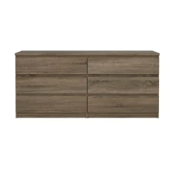 Madie|Credenze > Dmora Credenza rovere 153x50x70h cm 6 cassetti - Abacadabra Marrone Rovere
