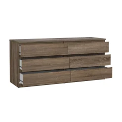 Madie|Credenze > Dmora Credenza rovere 153x50x70h cm 6 cassetti - Abacadabra Marrone Rovere