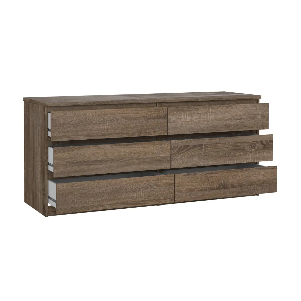 Madie|Credenze > Dmora Credenza rovere 153x50x70h cm 6 cassetti - Abacadabra Marrone Rovere