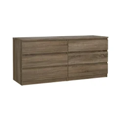 Madie|Credenze > Dmora Credenza rovere 153x50x70h cm 6 cassetti - Abacadabra Marrone Rovere