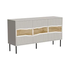 Madie|Credenze > Dmora Credenza Saliceto, 144x40 h80 cm, Beige e Rovere Nodi Beige Cashmere