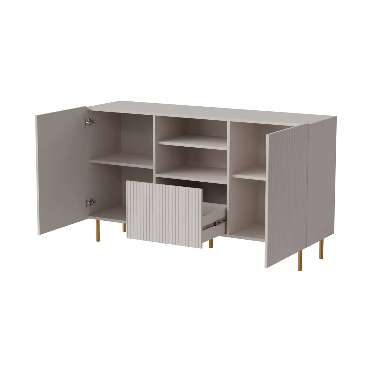 Madie|Credenze > Dmora Credenza Stornara, 150x42 h82 cm, Beige Beige Cashmere
